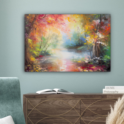 Leinwandbild - Landschaft - Ölfarbe - Bunt - Natur-4