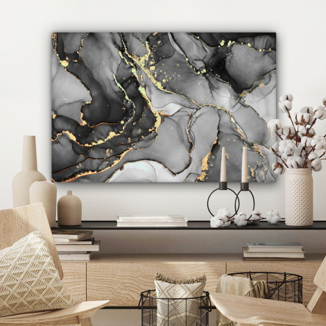 Leinwandbild - Marmor - Schwarz - Gold - Grau-3