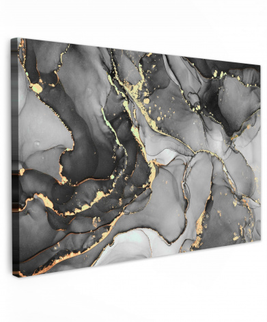 Leinwandbild - Marmor - Schwarz - Gold - Grau