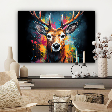 Canvas schilderij - Hert - Graffiti - Dieren - Kleuren-3