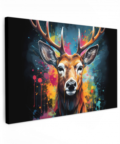 Canvas schilderij - Hert - Graffiti - Dieren - Kleuren