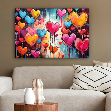 Canvas schilderij - Hartjes - Kleuren - Kunst - Liefde-2