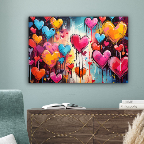 Canvas schilderij - Hartjes - Kleuren - Kunst - Liefde-4