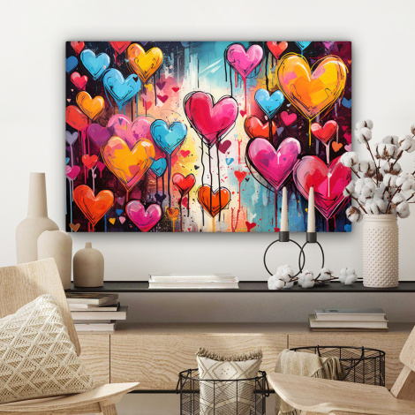 Canvas schilderij - Hartjes - Kleuren - Kunst - Liefde-3