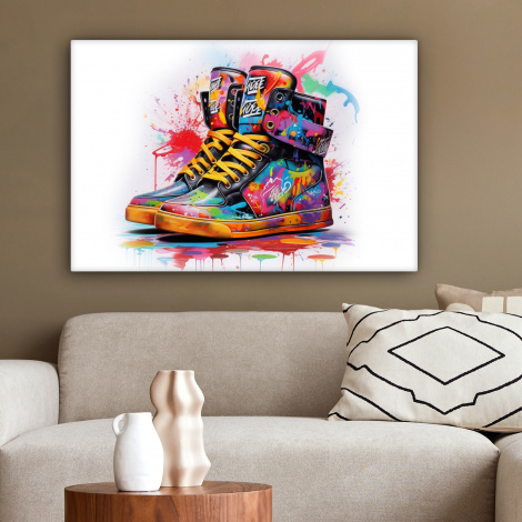 Canvas schilderij - Schoenen - Graffiti - Wit - Kleuren-2