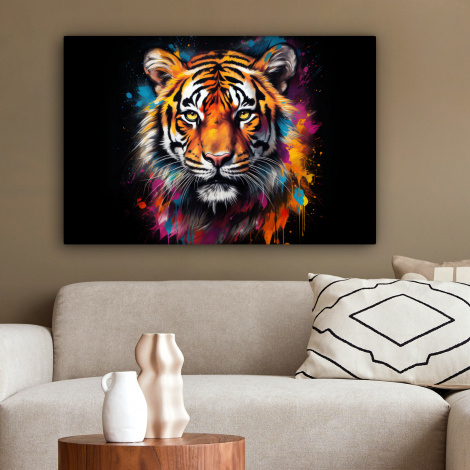 Canvas schilderij - Tijger - Graffiti - Dieren - Zwart-2