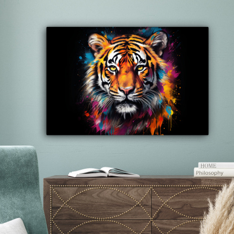 Canvas schilderij - Tijger - Graffiti - Dieren - Zwart-4