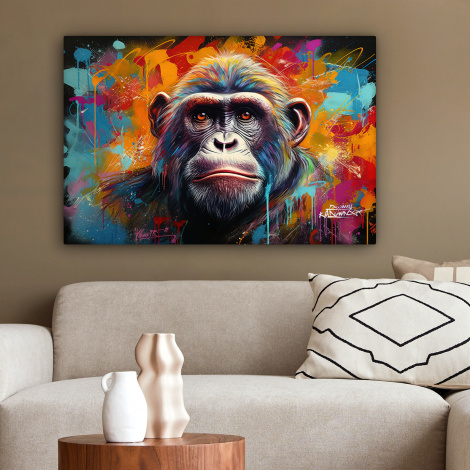 Canvas schilderij - Aap - Gorilla - Graffiti - Dieren - Kleuren-2