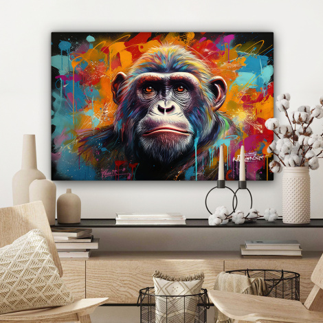 Canvas schilderij - Aap - Gorilla - Graffiti - Dieren - Kleuren-3
