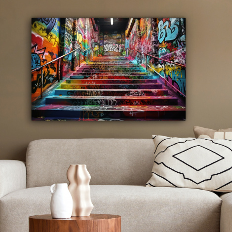 Canvas schilderij - Trap - Graffiti - Kleuren - Kunst-2
