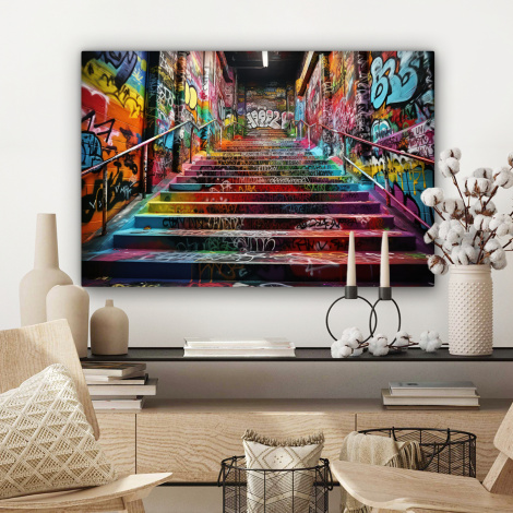 Canvas schilderij - Trap - Graffiti - Kleuren - Kunst-3