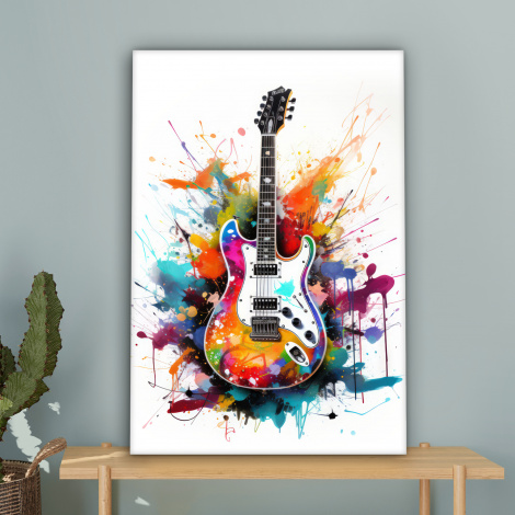 Canvas schilderij - Gitaar - Graffiti - Muziek - Wit-4