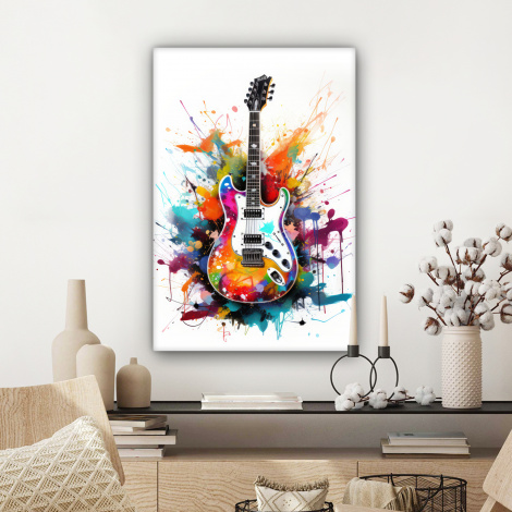 Canvas schilderij - Gitaar - Graffiti - Muziek - Wit-3