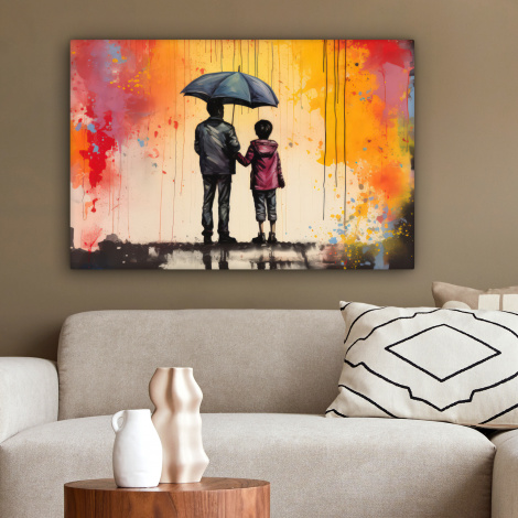 Canvas schilderij - Graffiti - Paraplu - Mensen - Kleuren - Kunst-2