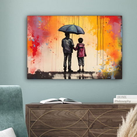 Canvas schilderij - Graffiti - Paraplu - Mensen - Kleuren - Kunst-4