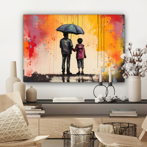 Canvas schilderij - Graffiti - Paraplu - Mensen - Kleuren - Kunst-3