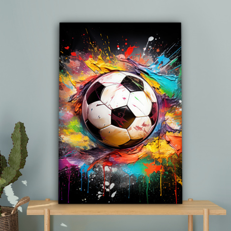 Leinwandbild - Fußball - Farbe - Farben - Schwarz - Weiß-4