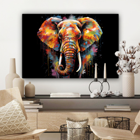 Canvas schilderij - Olifant - Graffiti - Zwart - Dieren - Kleuren-3
