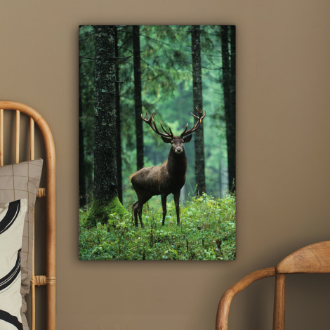 Leinwandbild - Hirsch - Wald - Bäume - Tiere - Natur-2