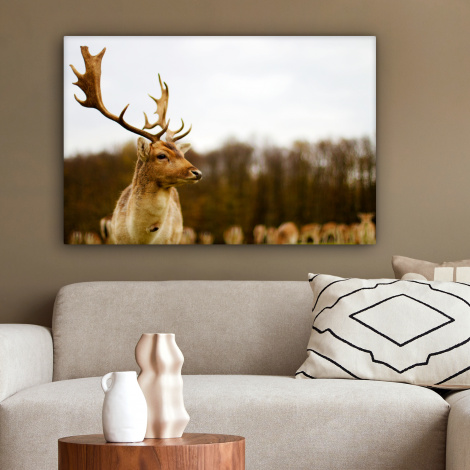 Leinwandbild - Damhirsch - Wald - Herde - Tiere - Natur-2