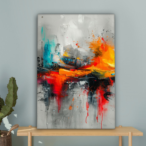 Canvas schilderij - Moderne kunst - Oranje - Grijs - Abstract-4