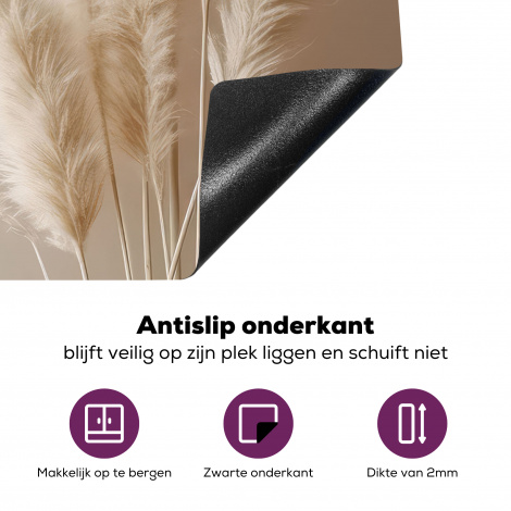 Inductiebeschermer - Pampasgras - Pluimen - Pastel - Wit-4