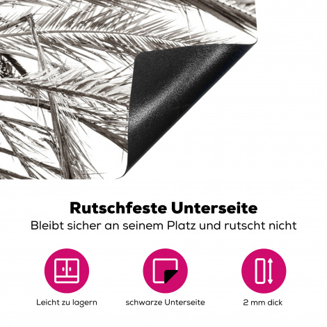 Herdabdeckplatte - Palme - Tropisch - Schwarz - Weiß-4