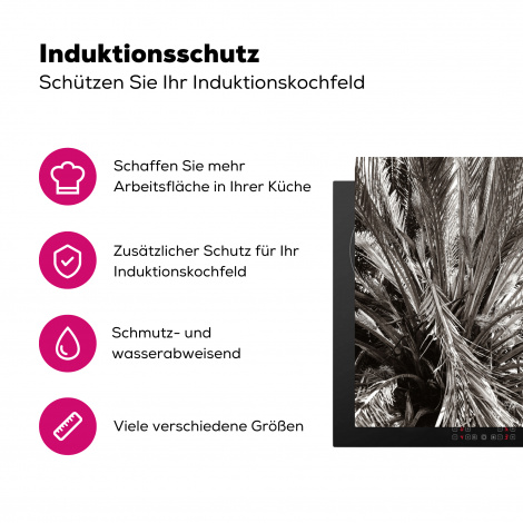 Herdabdeckplatte - Palme - Tropisch - Schwarz - Weiß-3