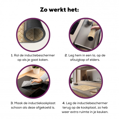 Inductiebeschermer - Patroon - Beige - Rotan print-7