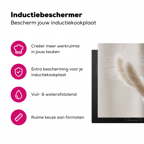 Inductiebeschermer - Pampasgras - Pluim - Wit-3