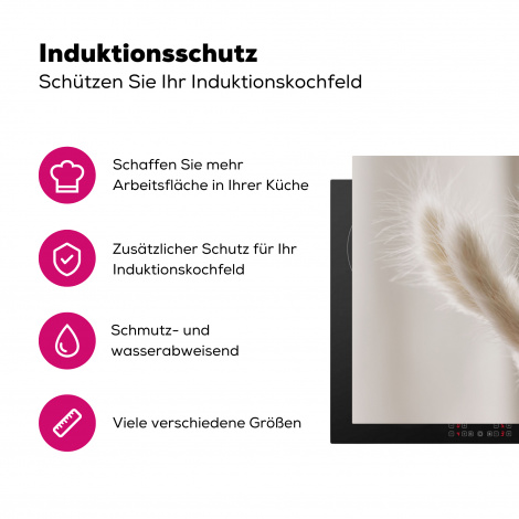 Herdabdeckplatte - Pampasgras - Fahne - Weiß-3