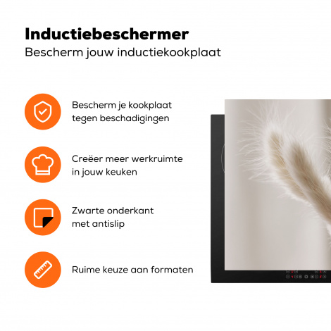 Inductiebeschermer - Pampasgras - Pluim - Wit-3