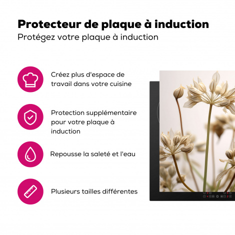 Protège-plaque à induction - Fleurs séchées - Beige - Blanc - Plantes-3