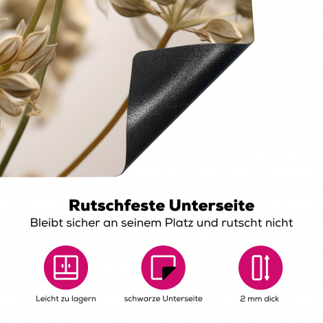 Herdabdeckplatte - Getrocknete Blumen - Beige - Weiß - Pflanzen-4