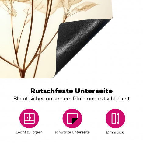 Herdabdeckplatte - Getrocknete Blumen - Beige - Pflanzen - Weiß-4