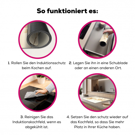 Herdabdeckplatte - Getrocknete Blumen - Beige - Pflanzen - Weiß-7