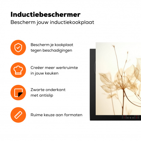 Inductiebeschermer - Droogbloemen - Beige - Planten - Wit-3