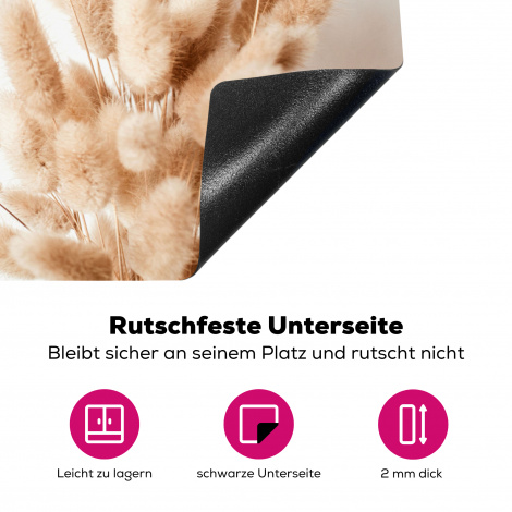 Herdabdeckplatte - Pampasgras - Federn - Weiß - Beige-4