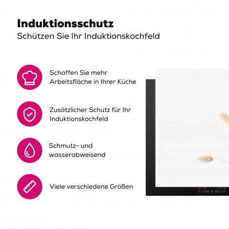 Herdabdeckplatte - Pampasgras - Federn - Weiß - Beige-3