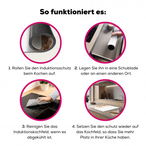 Herdabdeckplatte - Pampasgras - Federn - Weiß - Beige-7