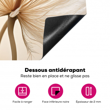 Protège-plaque à induction - Fleurs - Beige - Nature-4