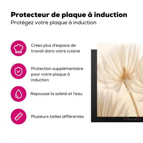 Protège-plaque à induction - Fleurs - Beige - Nature-3