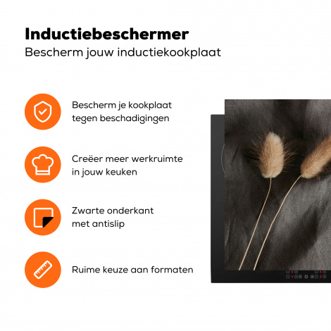 Inductiebeschermer - Pampasgras - Pluim - Zwart - Beige-3