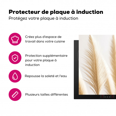 Protège-plaque à induction - Herbe de la pampa - Plumes - Beige - Nature-3