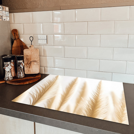 Herdabdeckplatte - Pampasgras - Federn - Beige - Natur-5