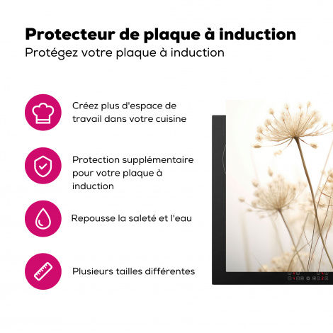 Protège-plaque à induction - Fleurs - Blanc - Lumière du soleil-3