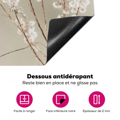 Protège-plaque à induction - Fleurs - Blanc - Plantes-4