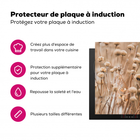 Protège-plaque à induction - Fleurs séchées - Beige - Nature-3