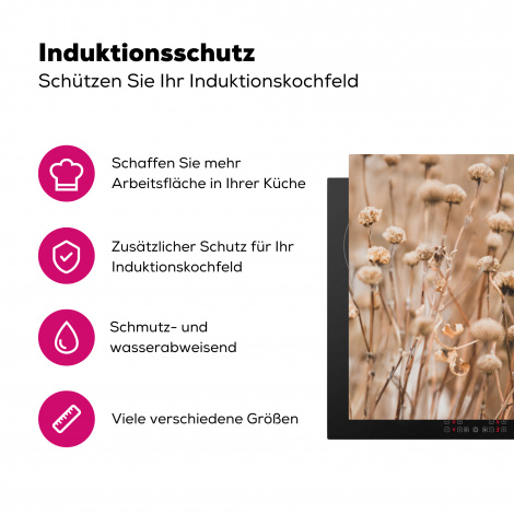 Herdabdeckplatte - Getrocknete Blumen - Beige - Natur-3