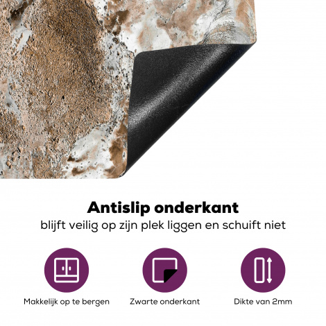 Inductiebeschermer - Abstract - Marmer - Wit - Bruin - Marmerlook-4